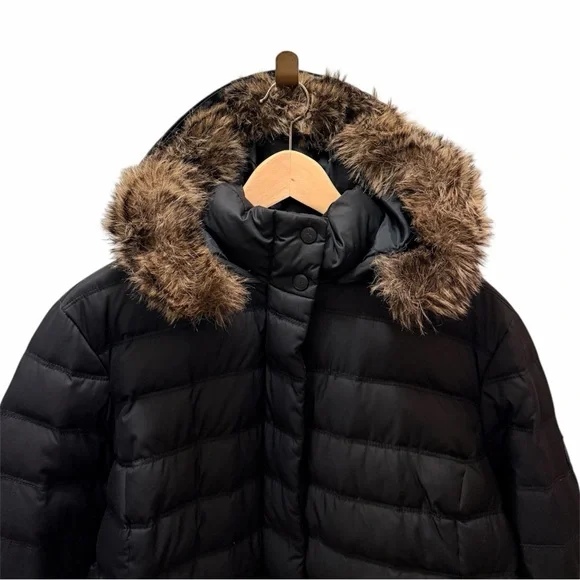Tommy Hilfiger Women XXL Black Down Feathers Winter Puffer Jacket Faux Fur Hood - Picture 7 of 16